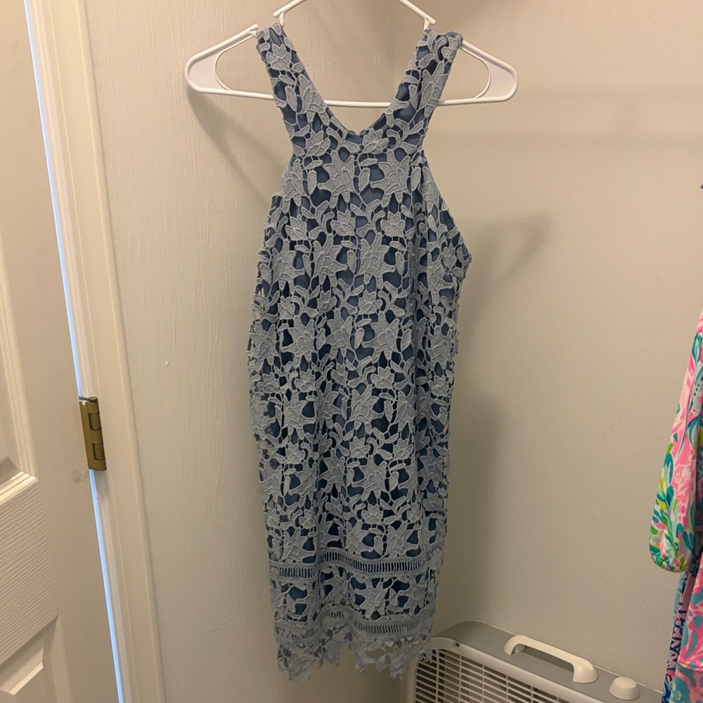 Blue Lace Sleeveless Dress